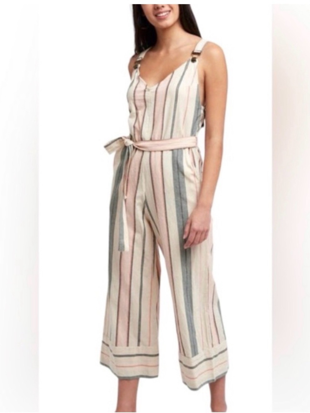 Billabong Bella Day Crop Jumpsuit Overalls with Belt Size Large